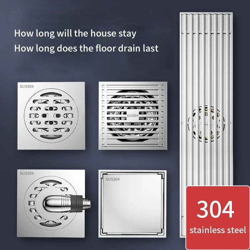 304 stainless steel floor drain thickened deodorizer bathroom bathroom sewer washing machine all copper universal floor drain