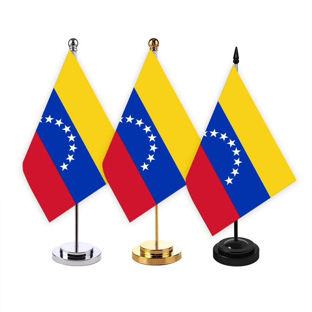 CYPOMELO Office Desk Flag Venezuela Flag 14x21cm Venezuela desktop Small Decorative Flag (with Flagpole)