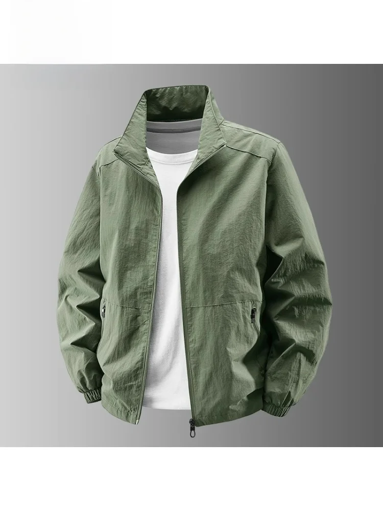 

Мужская куртка-жакет Yu Zhaolin с воротником-стойкой, летняя тонкая, повседневная, из ледяного шелка, дышащая, для активного отдыха, весна-осень