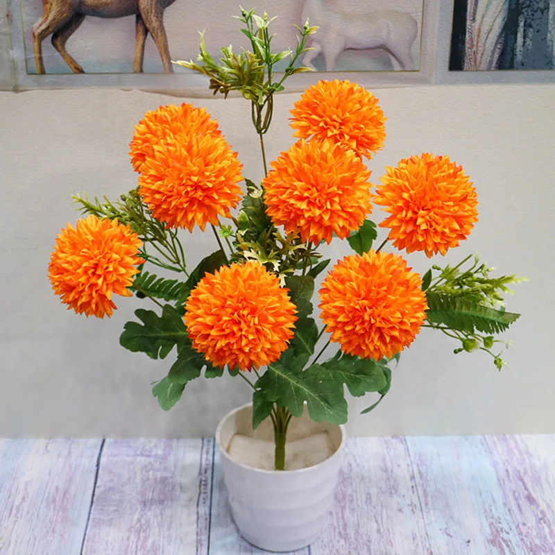 

Simulated Flower Bunch Chrysanthemum Ball Home Placement Wedding Decoration Fake Flower Ball Cloth Chrysanthemum Dandelion