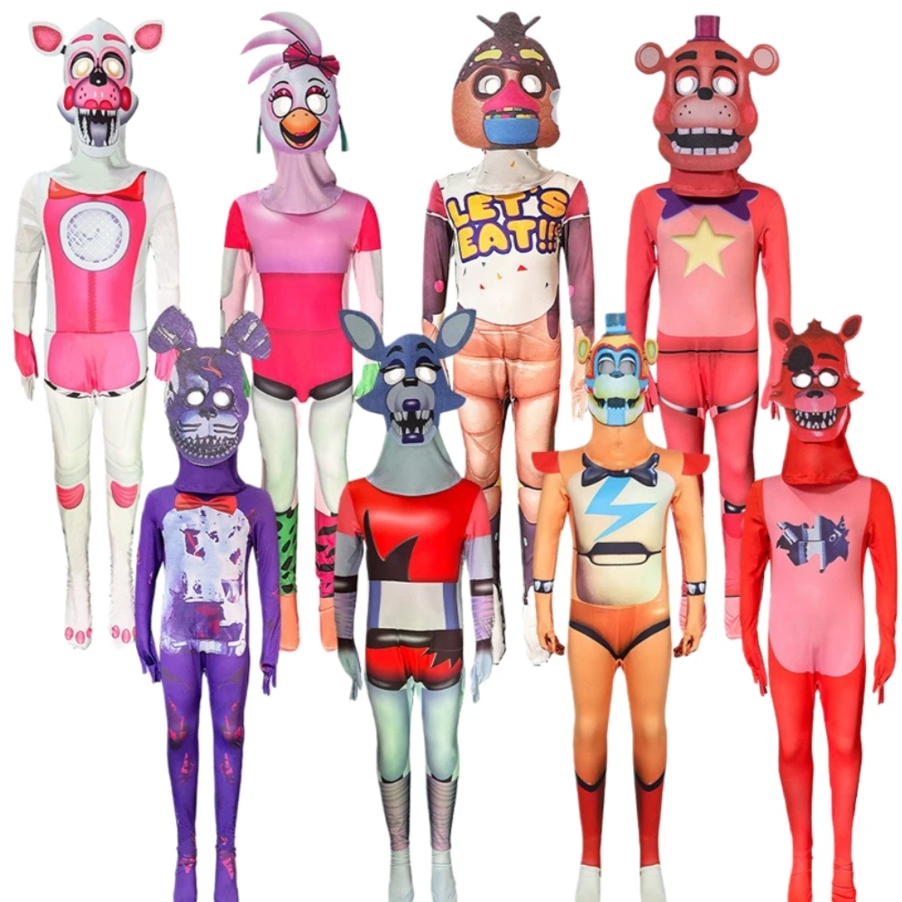 Костюм FNAF для детей, комбинезон Five Nights Freddyed, косплей, кошмар Bonnie Fnaf Fazbear At Freddy, аниме, карнавальный подарок для детей