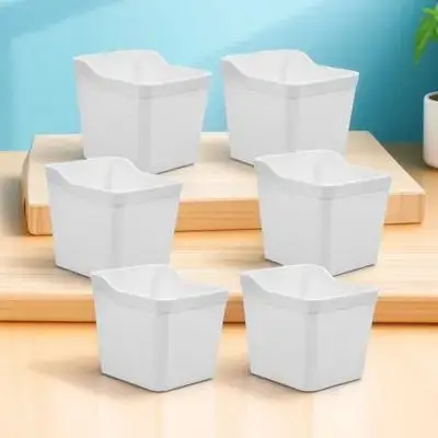 ตะกร้าเก็บของแบบติดผนัง 6 ชิ้น วัสดุ ABS สำหรับจัดเก็บเครื่องมือ แปรง กรรไกร อุปกรณ์เสริม ที่ใส่กระดาษแบบติดผนัง สีขาว