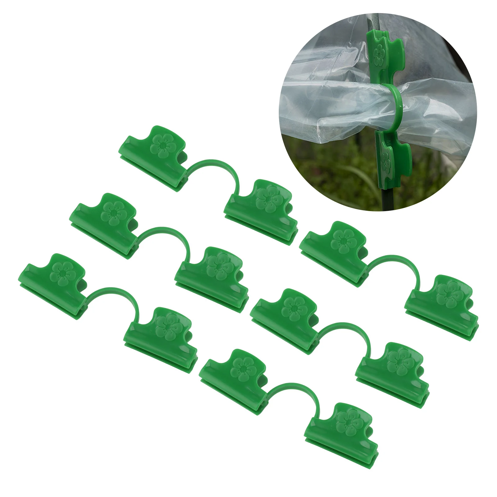 50pcs Greenhouse Clamp Pe Plastic 2 Head Plant Film Clamp Soil Sheet Clip For Horticulture 8mm/11mm/16mm Garden Accessories