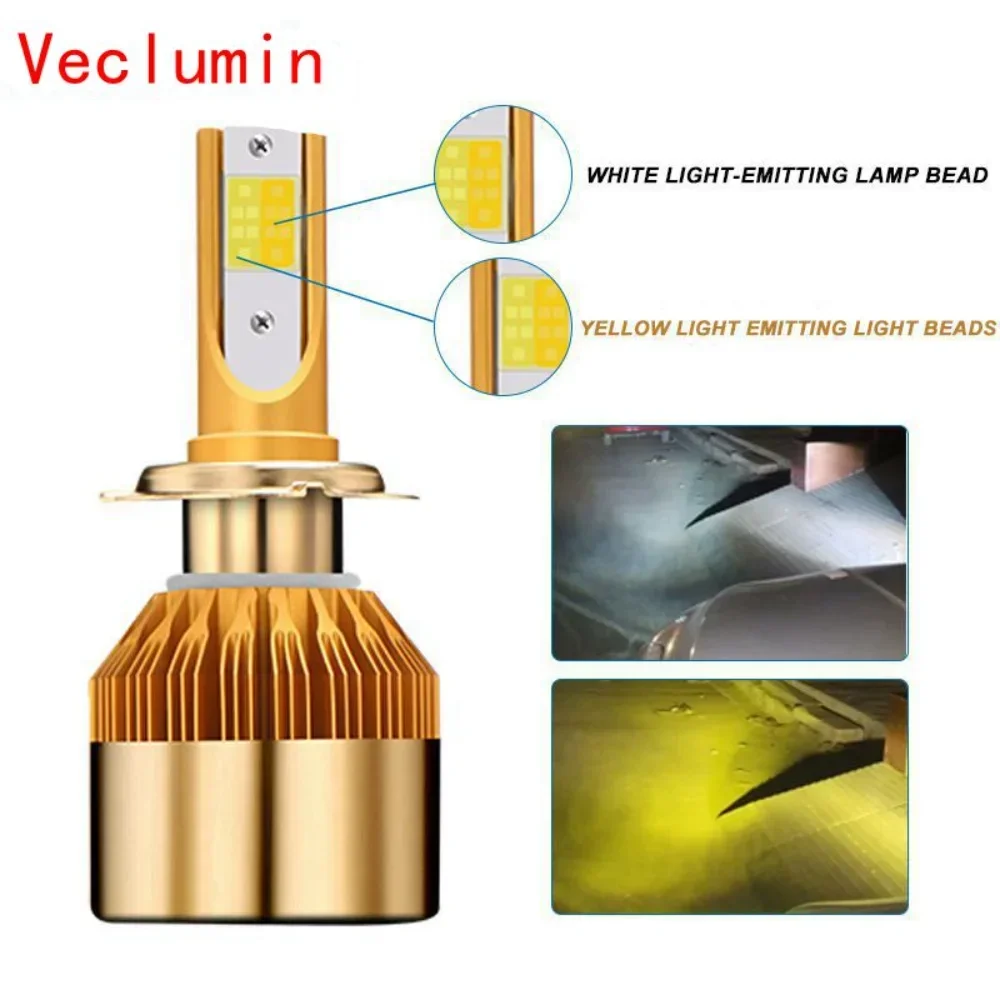H4 H7 Led Bulb Headlight 12V H8 H1 H3 H11 9005/HB3 9006/HB4 H27/880/881 9012 LED Dual Car Bulb 3000K 6000K 96W 9600LM Fog Light