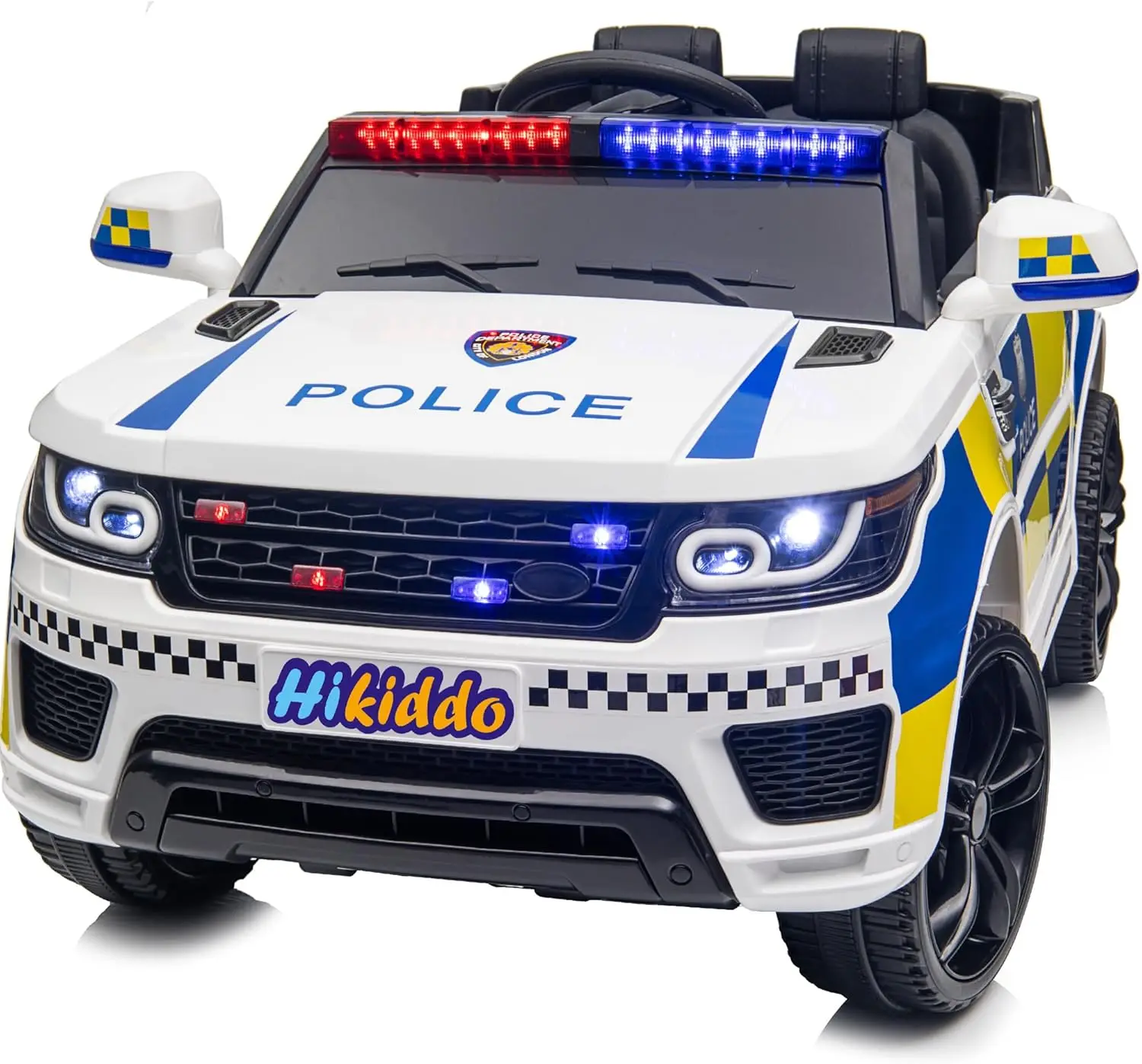 

Electric Police Car for Kids, 24V Kids Ride-on Toy Car w/Remote Control, 400W Motor - White