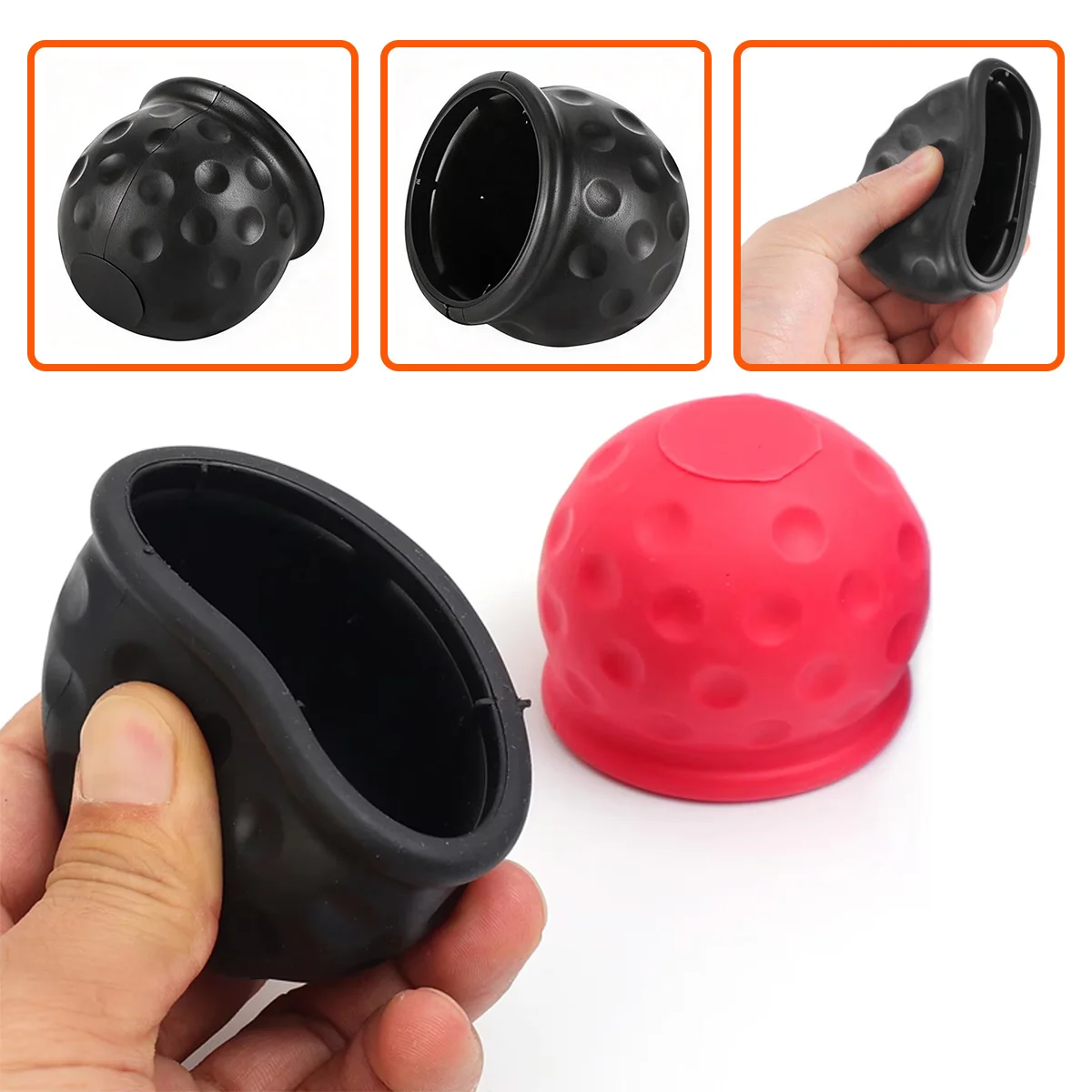 YONGRUN 1/2PCS Universal Trailer Hitch Ball Cover Rubber Tow Ball Protector Cap Dust Dirt Resistant Trailer Tow Bar Accessories