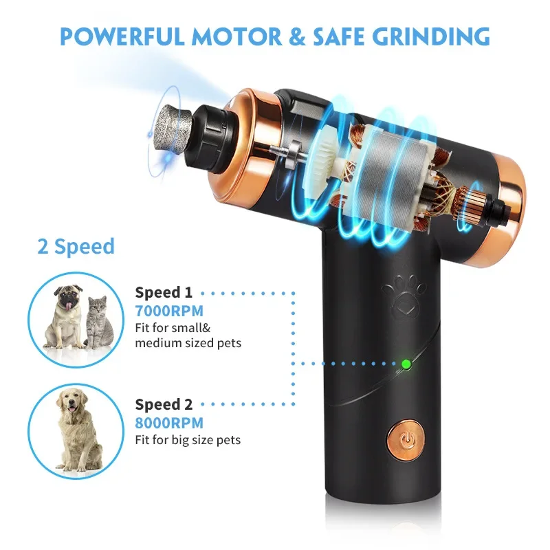 Rechargeable electric pedicure pet dog cat nail trimmer