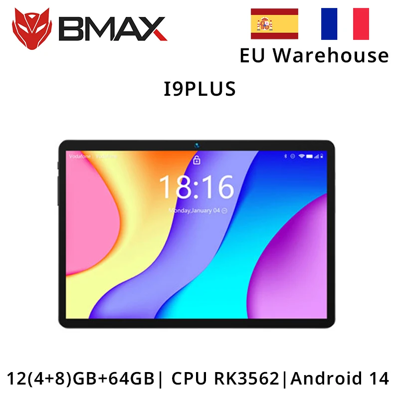 BMAX Android 14 MaxPad I9 PLUS 10.1 inch 1280*800 IPS HD Touchscreen 12GB(4GB RAM+8GB Expansion) 64GB ROM Rockchip RK3562 Tablet