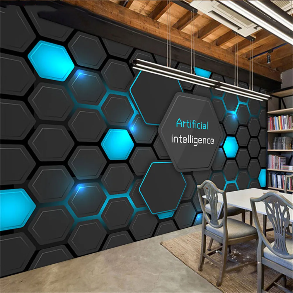 مخصص papel de parede ثلاثية الأبعاد خلفية هندسية الشكل عثرة خلفية صالون حلاقة مكتب مكتب أمامي ورق حائط تحسين المنزل #1