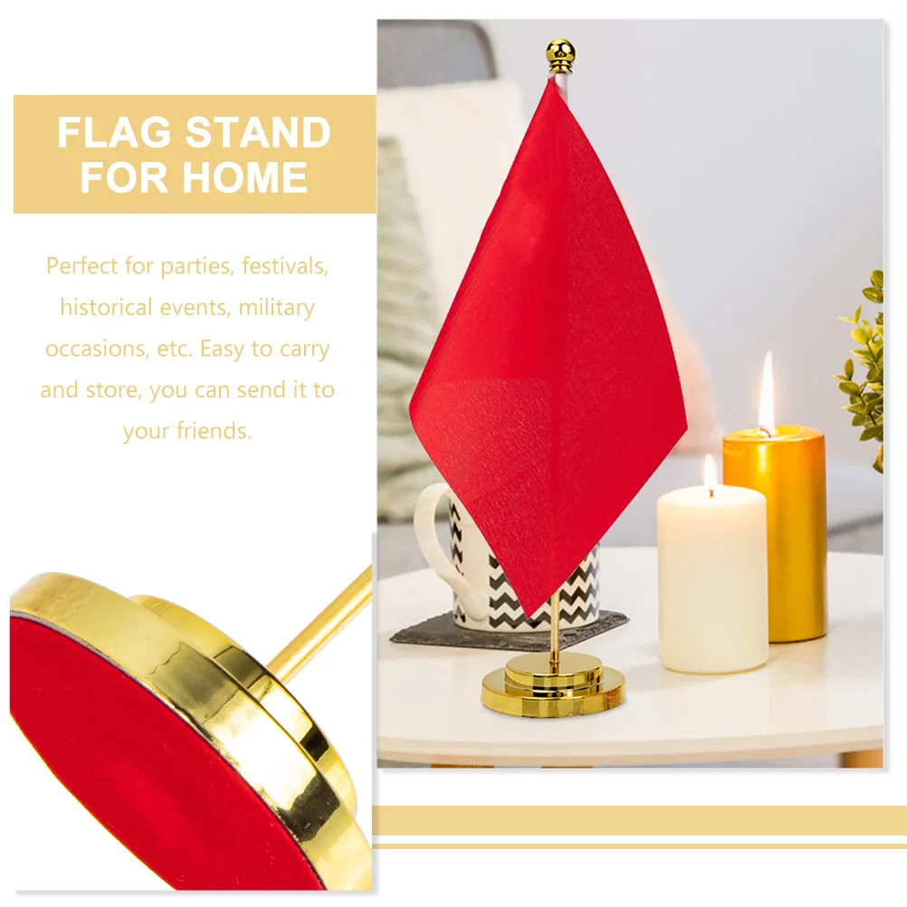 

2pcs Metal Flagpole Desk Stick Holder Sturdy Flag Display Bracket Table Stand for Small Office Premium Material Suitable