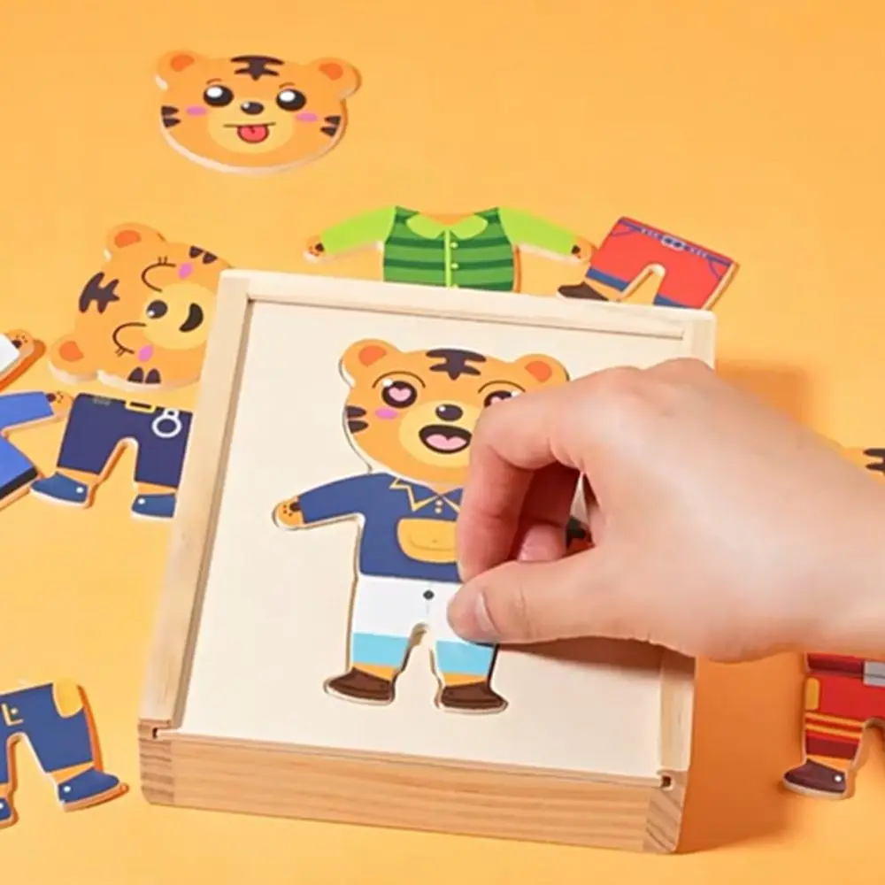 

Wooden Material Wooden Toy Jigsaw Puzzle Cartoon Design Educational Function Cartoon Change Clothes Game Change Clothes Feature