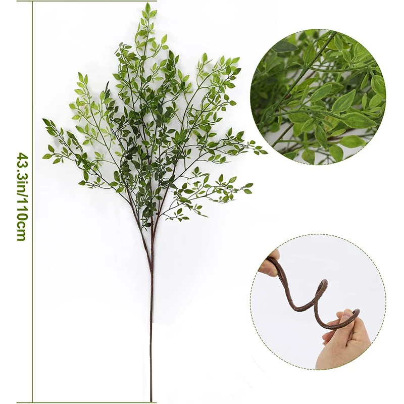 110 cm grüner künstlicher Eukalyptus-Pflanzenstrauß, künstliche Blätter für Hochzeitsdekoration, Heimdekoration, DIY-Vasenornament – Detail 2