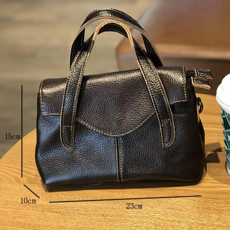 Johnature 2024 New Simple First Layer Cow Leather Women Bag Leisure Small Handbag Solid Color Soft Real Cowhide Shouler Bags