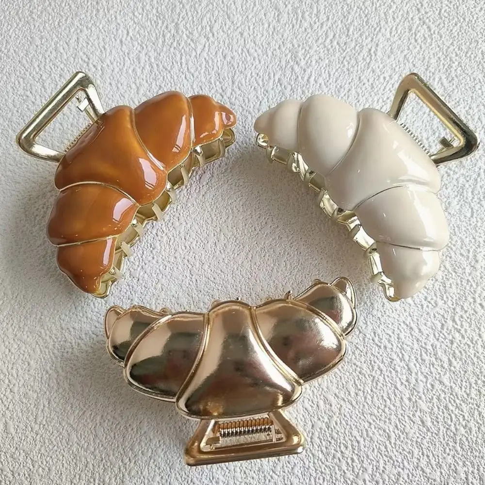 

Creative Hair Clip Croissant Hair Grab Hairpin Shark Clip Cute Bread Hair Claw Geometry Headwear Metal Shark Clip Female