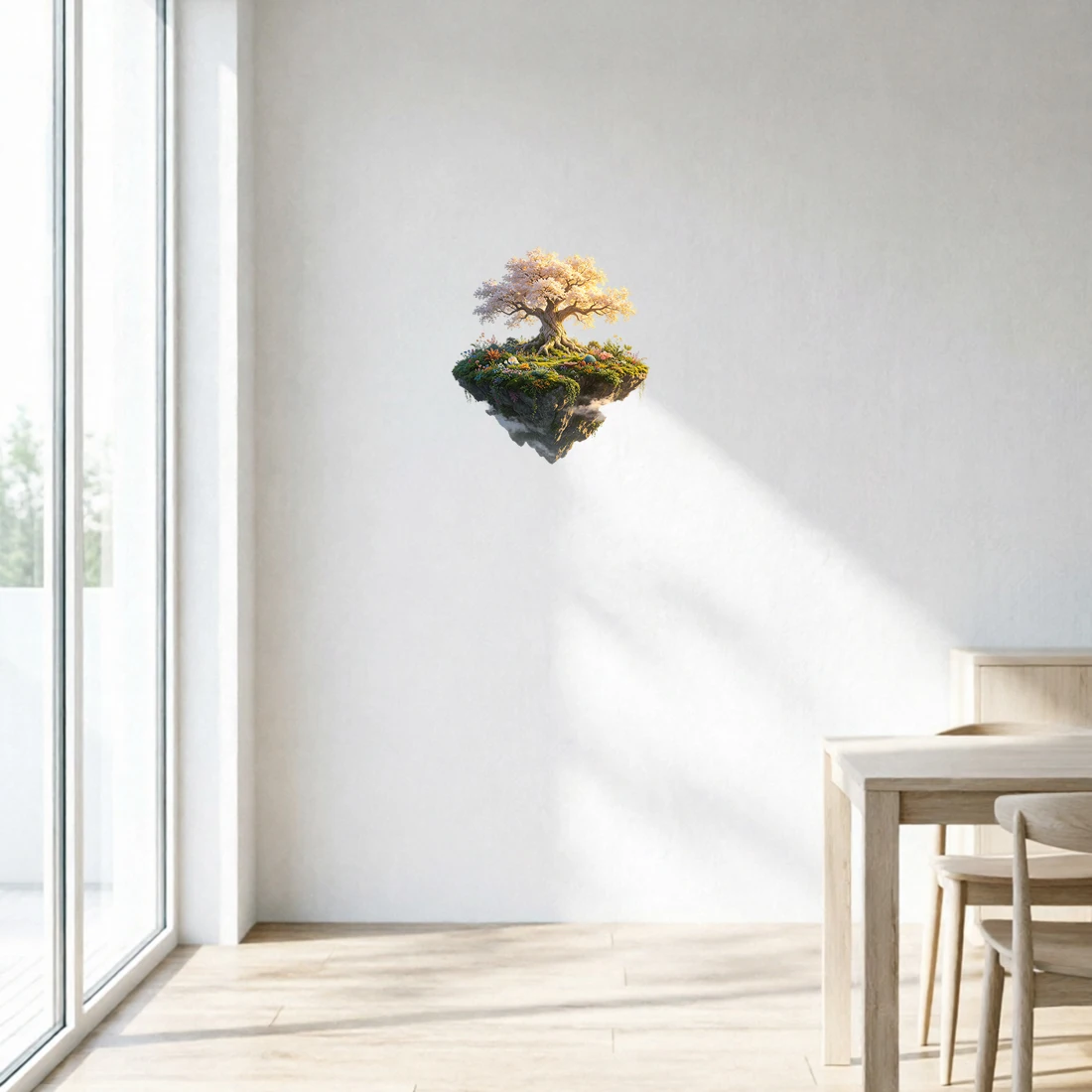 Three Ratels CAB31 Romantic colorful tree floating island art wall stickers for home decoration