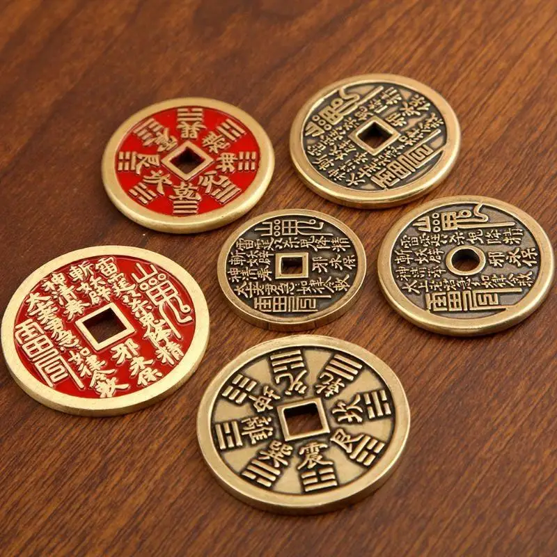 Long Lasting Solid Brass Engraved Feng Shui Lucky Coins for Cabinet Display Decor Collection Christmas Gifting Option