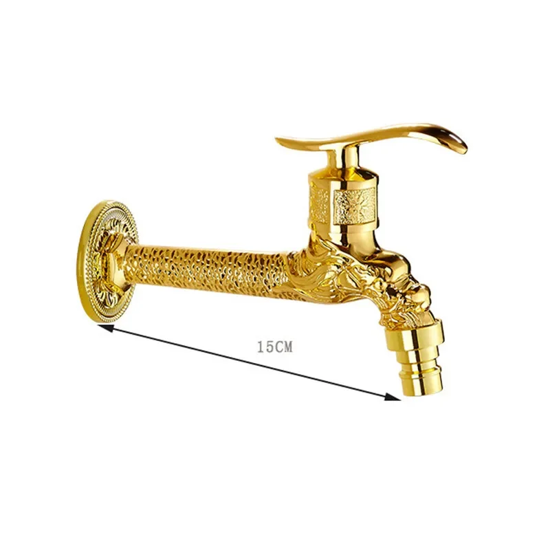 Bidcock Faucet Solid Brass Luxury Gold Dragon Bathroom Washing Machine Faucet Wall Mount Small Water Tap Toilet Pool Garden Tap