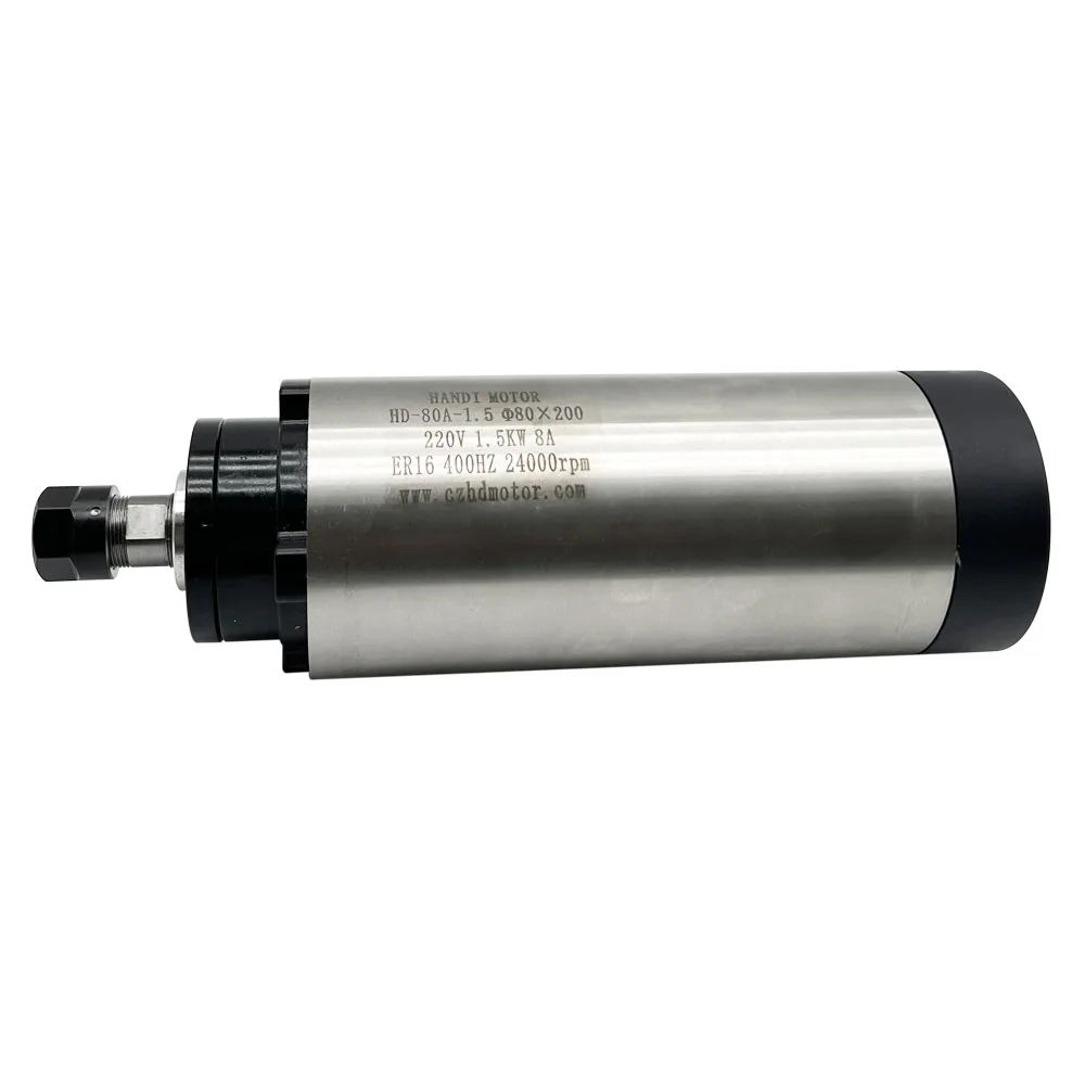 Handi Motor CNC Spindle Motor 80mm 1.5KW ER16 Air Cooled Spindle Motor 110V/220V/380V High Performance 1500W Air Cooling Spindle