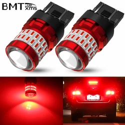 BMTxms-Lâmpadas Canbus LED vermelhas, freio de parada automática, luz de estacionamento traseira, lâmpadas para carros, 12V, T20, W21W, W21, 5W, 7440, 7443, 2pcs