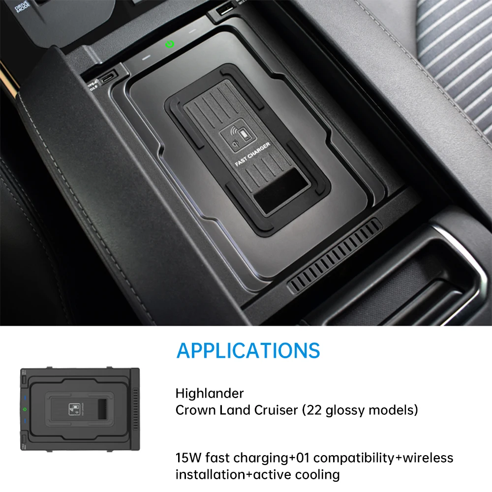 MOCENDO Car Car Armrest Box Mobile Phone Wireless Charge Fast Charging Board For Toyota Highlander  2022-2025