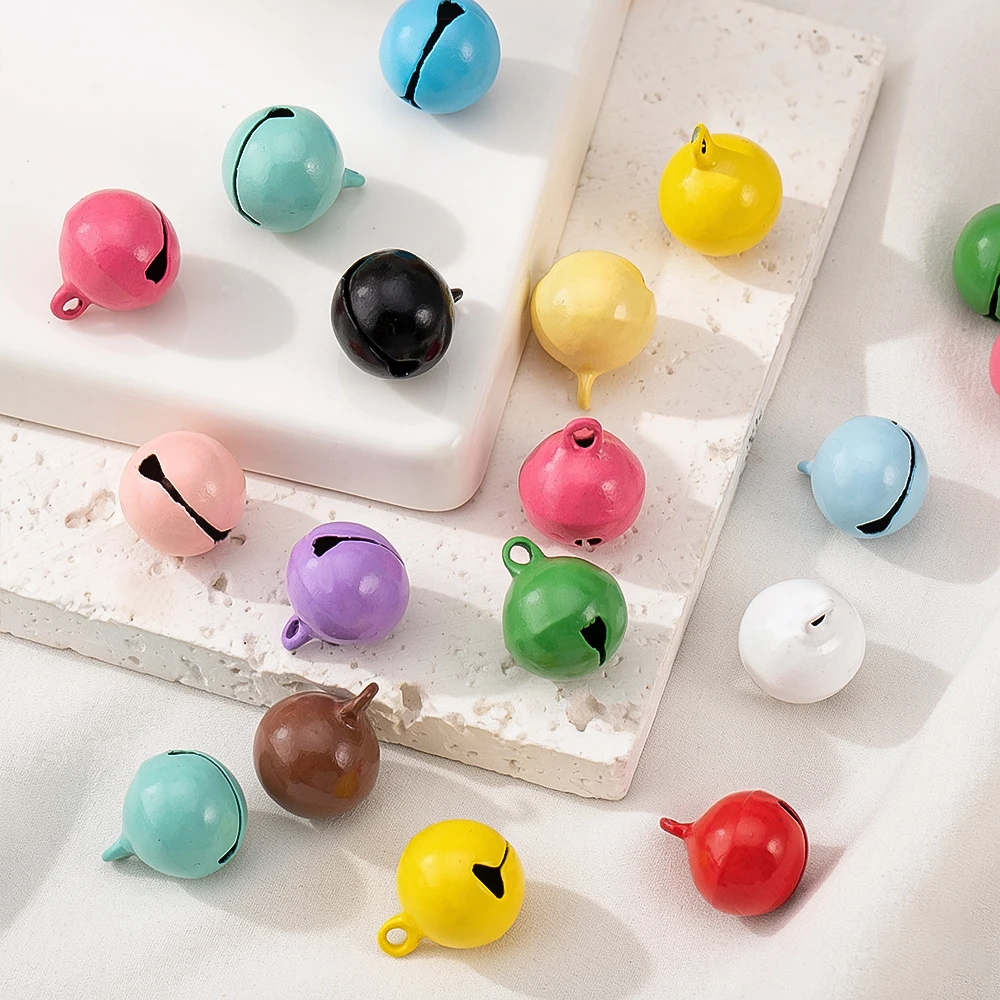 10pcs Iron Colorful Bell Pendant Pet Cat Dog Round Bell Bead Keychain DIY Jewelry Hanging Accessory