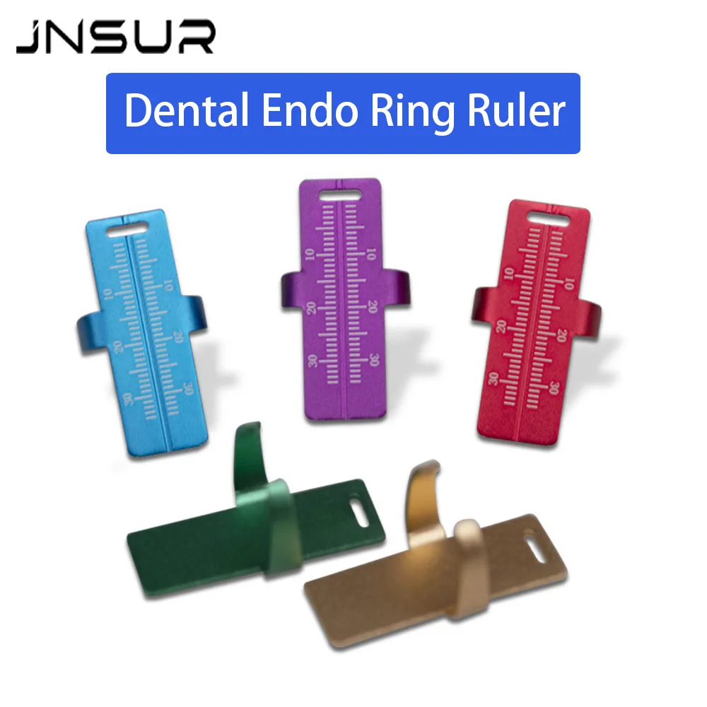 5pcs Aluminum Dental Endo Ring Measuring Ruler, Finger Ring Endodontic Scale, Root Canal Measuring Scale Dental Oral Material