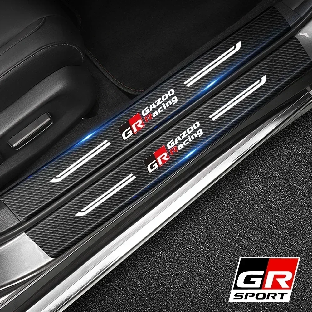 Car Front Rear Sill Film for GR Sport Gazoo Racing Logo Camry Yaris Corolla CHR Auris Door Threshold Stickers Decals For Toyota