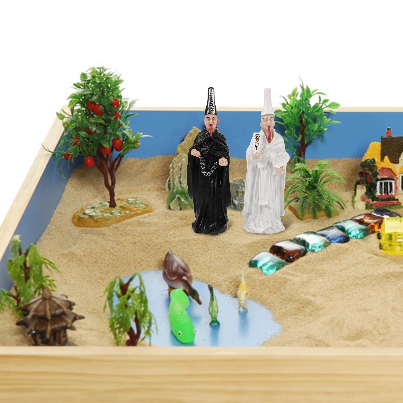 

2pcs Black White Impermanent Sand Tray Accessories Resin Miniatures for Psychological Therapy Halloween Horror Gothic Decor