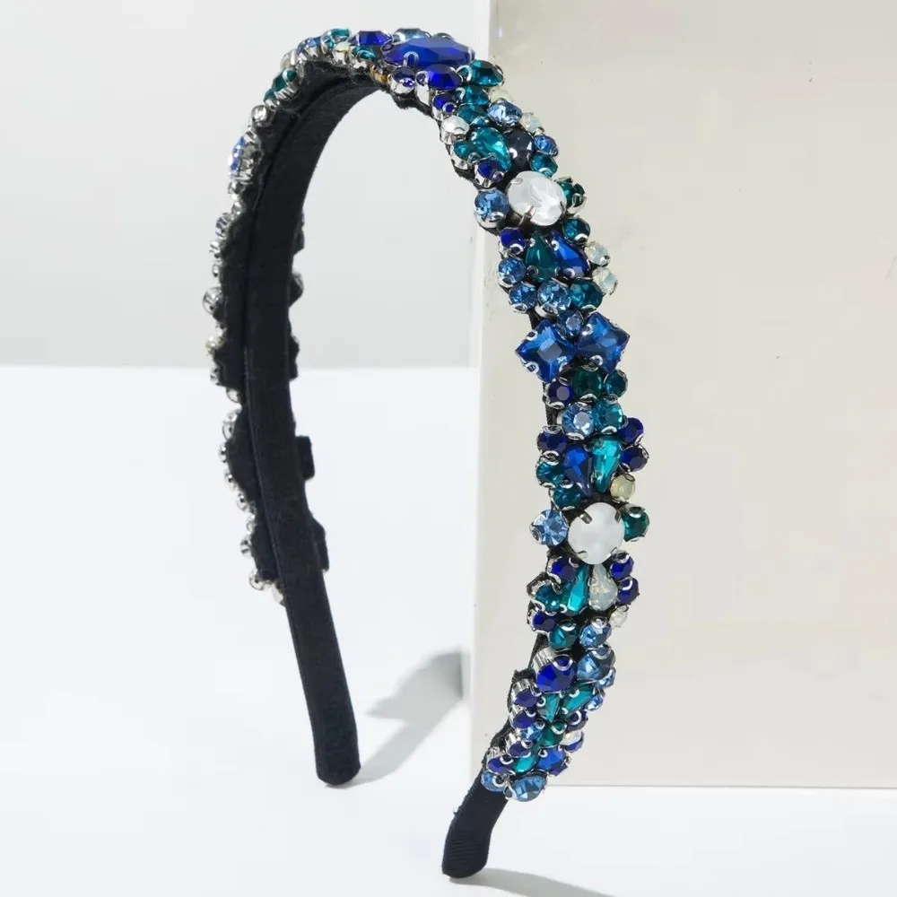Retro Damen Barock Haarreifen Strass Europäischer und Amerikanischer Voll-Diamant-Stirnreif Palast-Stil Haarbänder Haaraccessoire – Detail 3