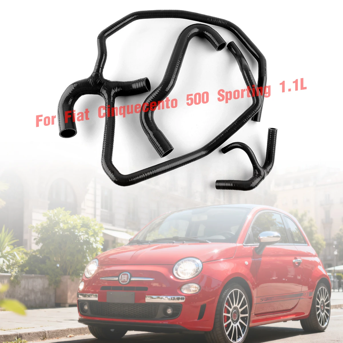 

3Pcs Black For Fiat 500 Cinquecento Sporting 1.1L Silicone Coolant Radiator Hoses Tubes Kit Piping