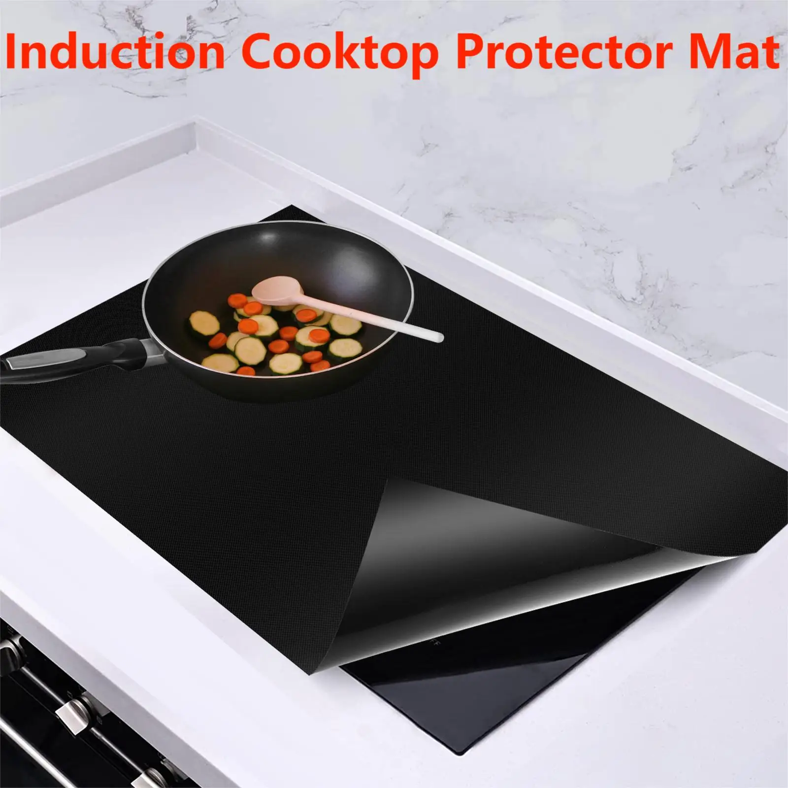 2pc Induction Cooktop Protector Mat Silicone Induction Cooker Cover Heat Resistant & Waterproof - Prevent Scratches and Burns