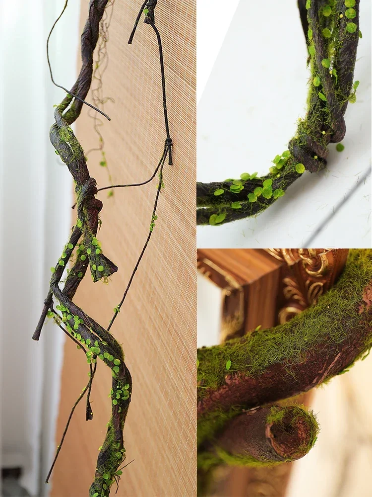 Wall Hanging Artificial Large Cherry Tree Trunk Branches Fake Creeper Plants With Moss Twig Vine Liana Garden Outdoor Home Decor