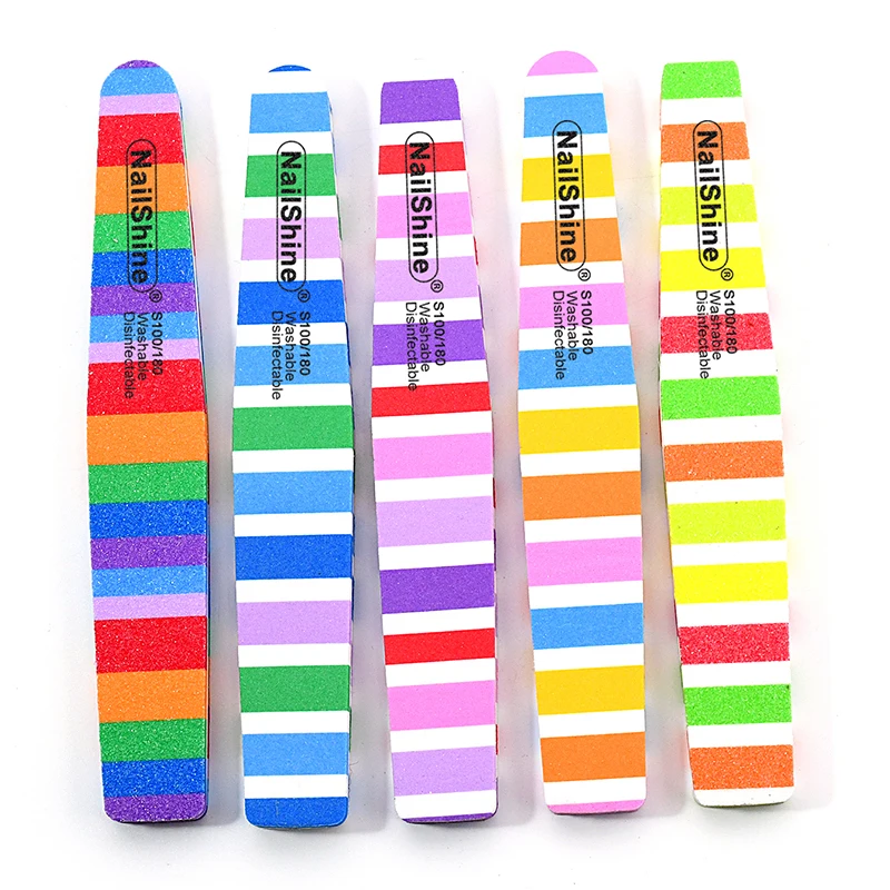 5/10pcs Streak Style Sponge Nail Files 100/180 Professional Printing Polishing Grinding Manicure For UV Gel Pedicure Art Tools