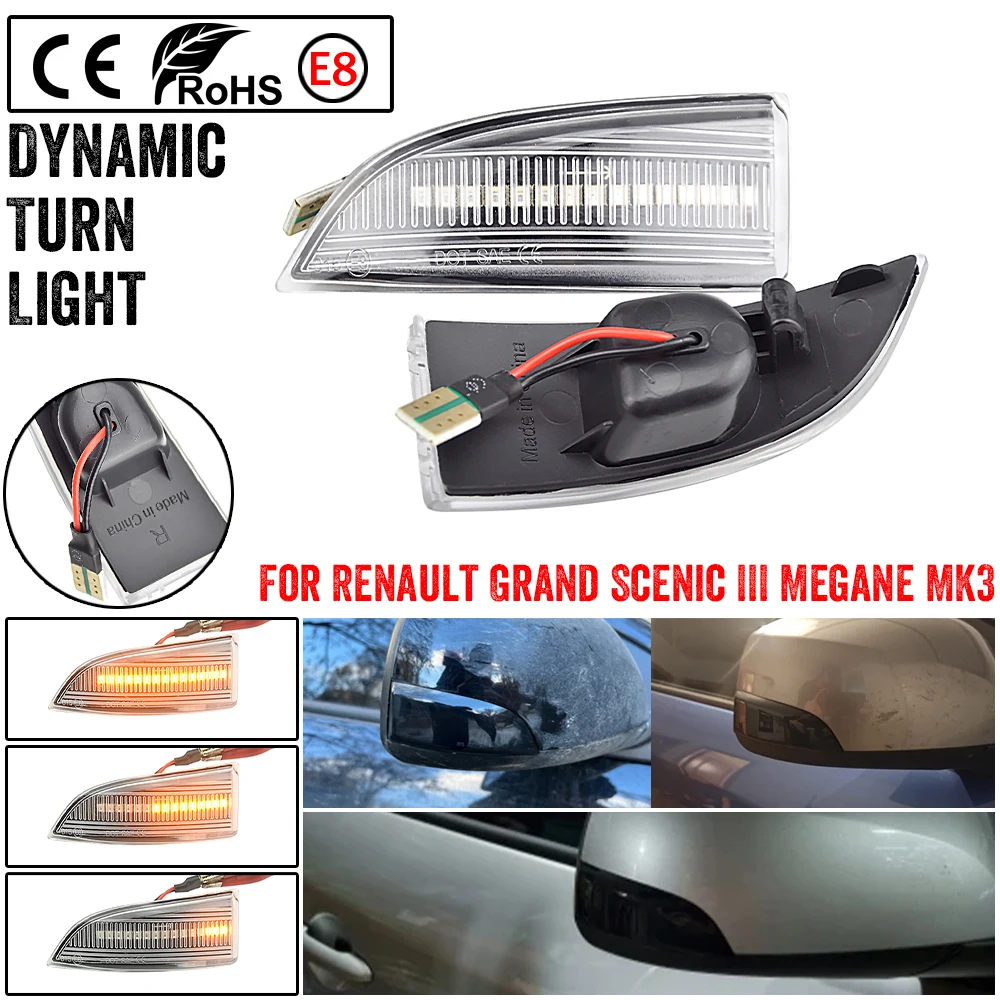 Picture 4: Dynamic Turn Signal Light LED Side Mirror Sequential Indicator Blinker For Renault Megane MK3 Scenic Fluence Latitude Laguna