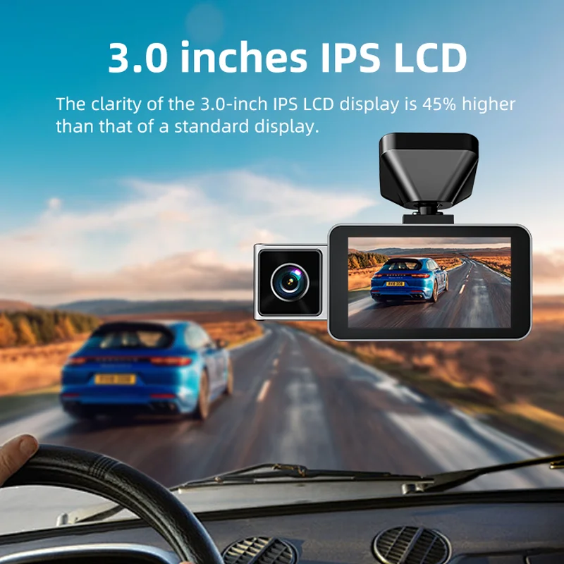 High definition dashboard cam 3 channel 2k dashboard cam 1944P + 1080P Global Positioning System black box with 3.0 inch