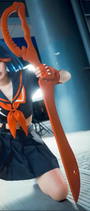

[Funny] 110cm Cosplay Kill La Kill Ryuko Matoi Ryuuko Scissor Blade weapon wooden Sword model Costume party Anime show props
