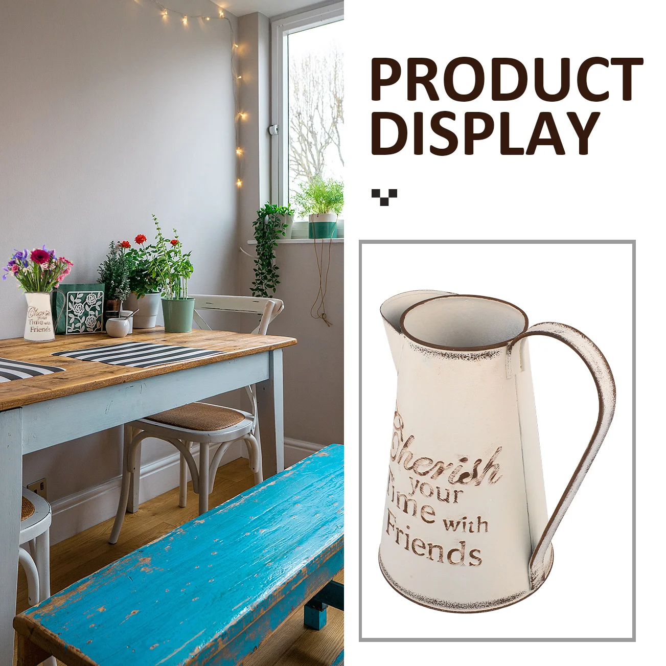 

European Flower Pot Planter Outdoor Large Decor Windowsill Bucket Decorative Metal Jug Vintage
