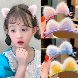 2PCS New Plush Cat Ears Hairpins Girls Hair Clips Hair Accessories Women Sweet Cute Barrettes Kids Fashion Headwear Ornaments