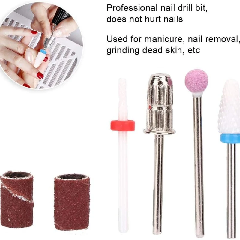 4 Stuks Elektrische Nail Boor Bit Set Wolfraam Staal Nagelvijl Pedicure Manicure Vervanging Nagel Slijpen Kop Gereedschap Voor Nagels Salon