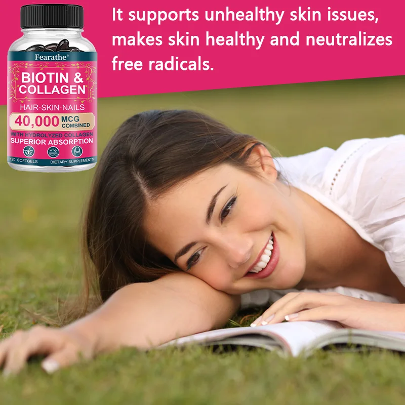 Collagen Biotin Capsules for Extra Strength Boost Hair, Skin and Nails Improve Skin Texture Hair Growth Dietary Supplement