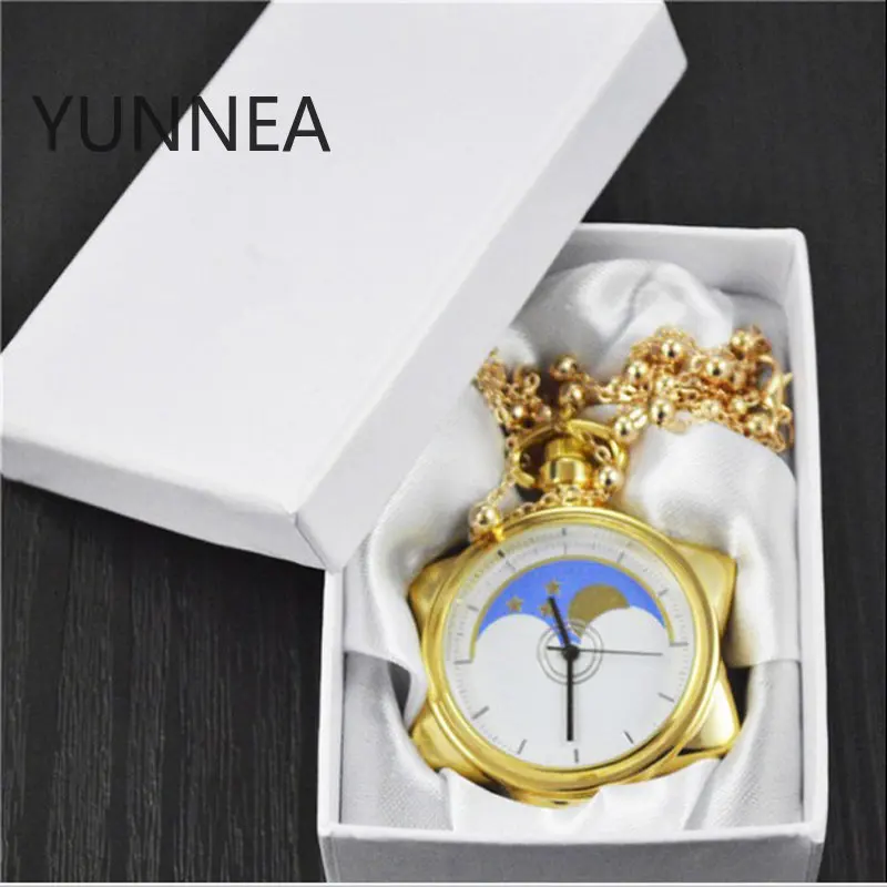 Anime Sailor Moon 20th Anniversary Crystal Star Model Toy Pocket Gold Pocket Watch Necklace Metal Pendant Cosplay Jewelry Gift