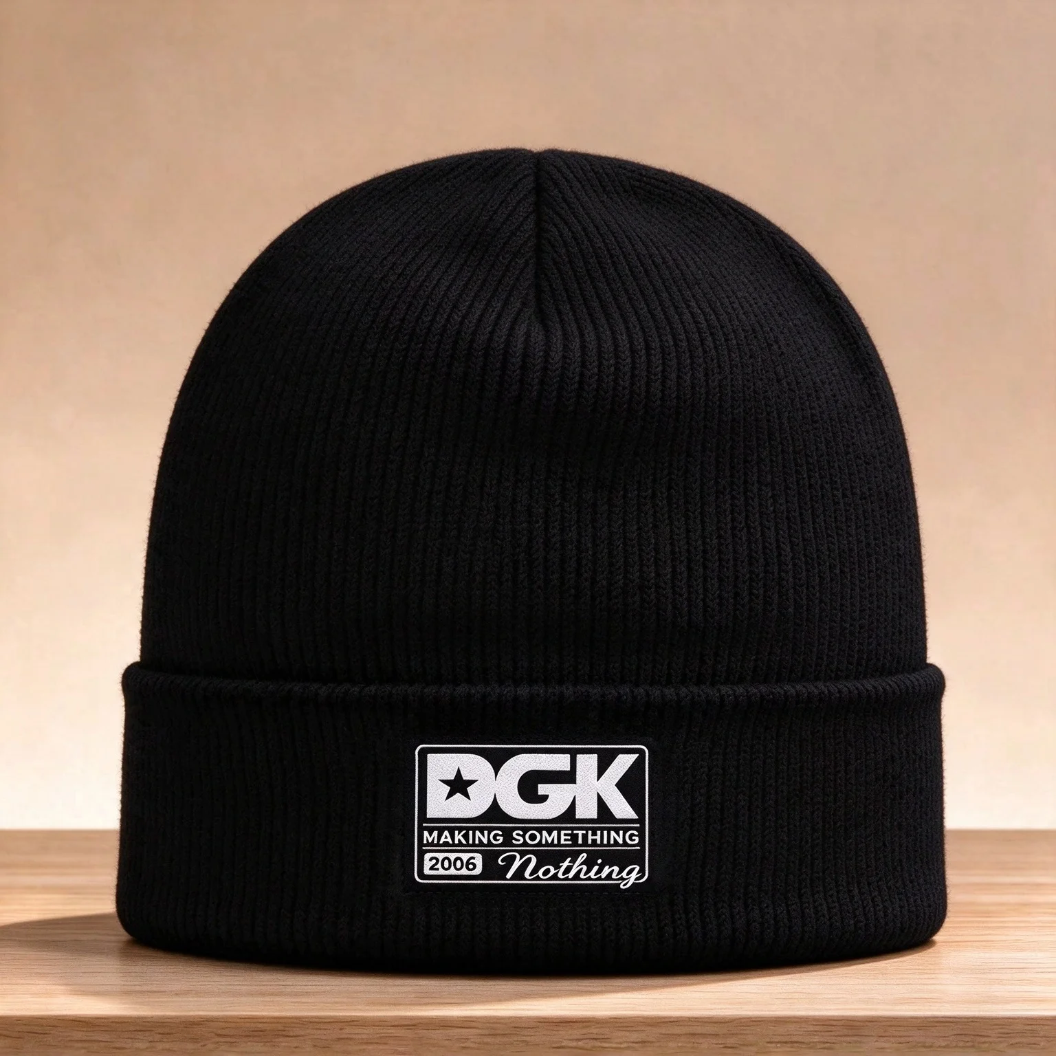 2026 Winter Cuffed Beanie Cap Rectangular Label Star & Old Year Pattern Print Warm Stylish Streetwear Headwear for Men Women