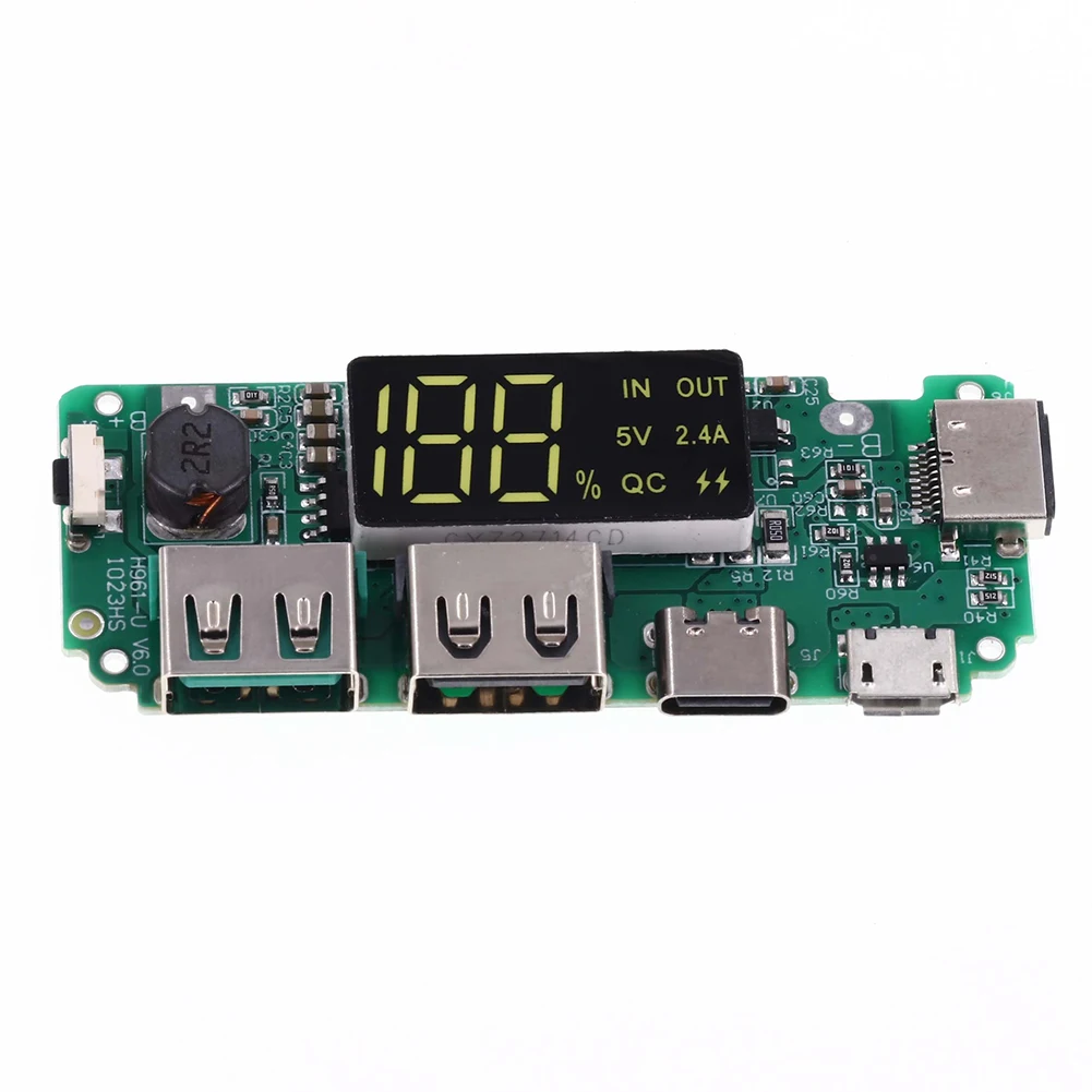 18650 Mini Type-C Power Bank Module with Overcharge LED Display Dual USB Lithium Storage Battery Charger Control Board 2A