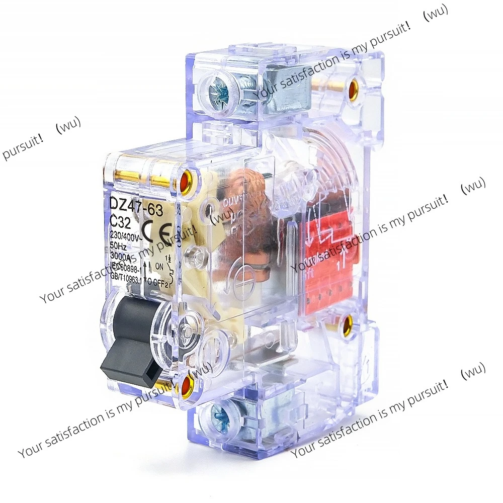 Transparent Miniature Circuit Breaker Din Track Bracket 1P 16-63A, DZ47-63 for Home/Industrial Electrical Safety AC230/400V