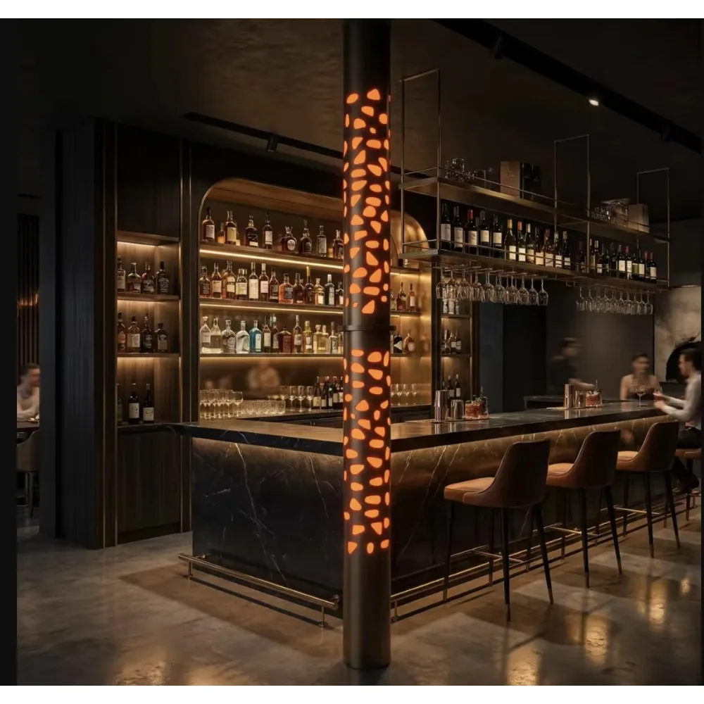Modern Luxury Italian Restaurant Decor Acrylic Glowing Pillar LED Illuminated Decorative Column For Home Hotel Bar Furniture