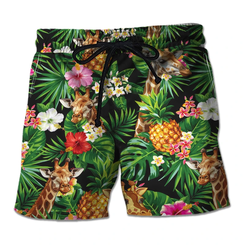 

Забавные короткие штаны с жирафом для мужчин, одежда в стиле Харадзюку, модные спортивные пляжные шорты в стиле хип-хоп, мужская уличная одежда с животными, детские плавки-бермуды