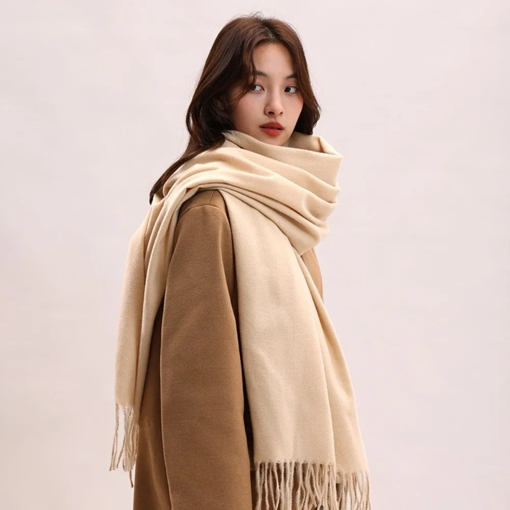 

Simple Tassel Imitation Cashmere Scarf Thickened Windproof Women Shawl Warm Korean Style Long Wool Scarf Girls
