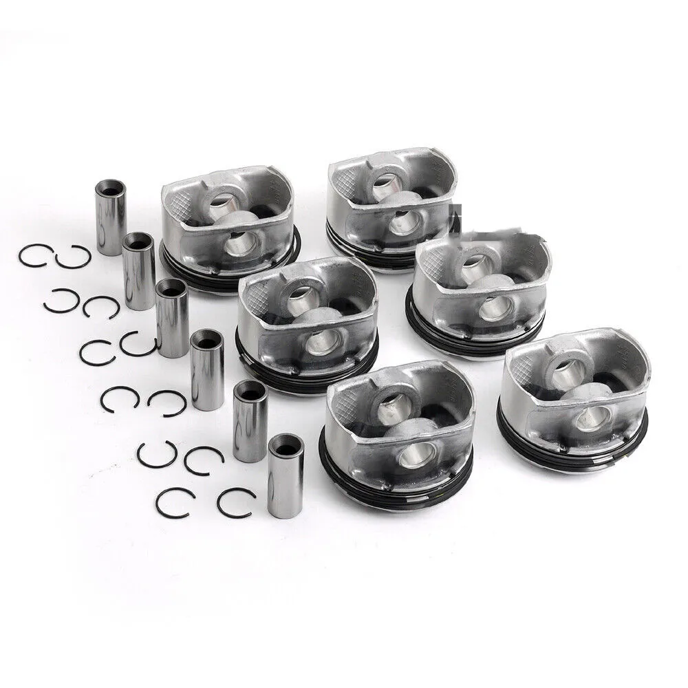 6PCS Pistons & Rings Set 10.7:1 For BMW E90 E60 E83 128i 328i 528i X1 N52 3.0L 11257558528 11257536373 11257561848 11257547838 - Image 3