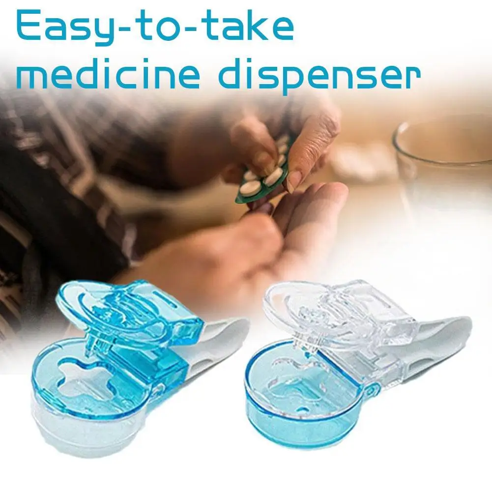 

Portable Pill Taker Medicine Tablet Dispenser Daily Blister Pack Opener Popping Tool Household Travel Storage Organizer Box 1PC