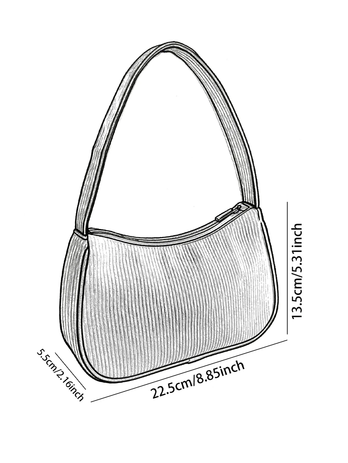 Trendy Cat Head Print Shoulder Bag, Light Blue Corduroy Underarm Bag for Daily Casual Use view 6